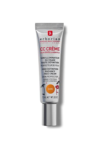 Erborian CC Cream - Getönte Gesichtscreme mit Centella Asiatica - Verbessert den Teint & Spendet Feuchtigkeit - mit LSF 25- Koreanische Pflege - Gold - 15 ml