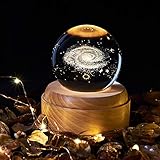 OurLeeme Spieluhr, Kristallkugel mit Nachtlicht Spieluhr mit LED-Projektionsleuchte Holzsockel für Weihnachten Geburtstags-Erntedankgeschenk (Galaxis)