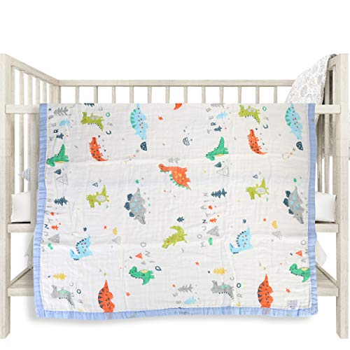 Baby Musselin Swaddle Decke Tücher,Neugeborenes Baby wickeln Decke 4 Schicht Bambus Sommer Decke für Kleinkind 43"x 47" (Hellblau)