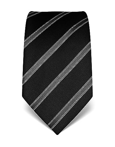 Vincenzo Boretti Herren Krawatte reine Seide gestreift edel Männer-Design zum Hemd mit Anzug für Business Hochzeit 8 cm schmal / breit schwarz