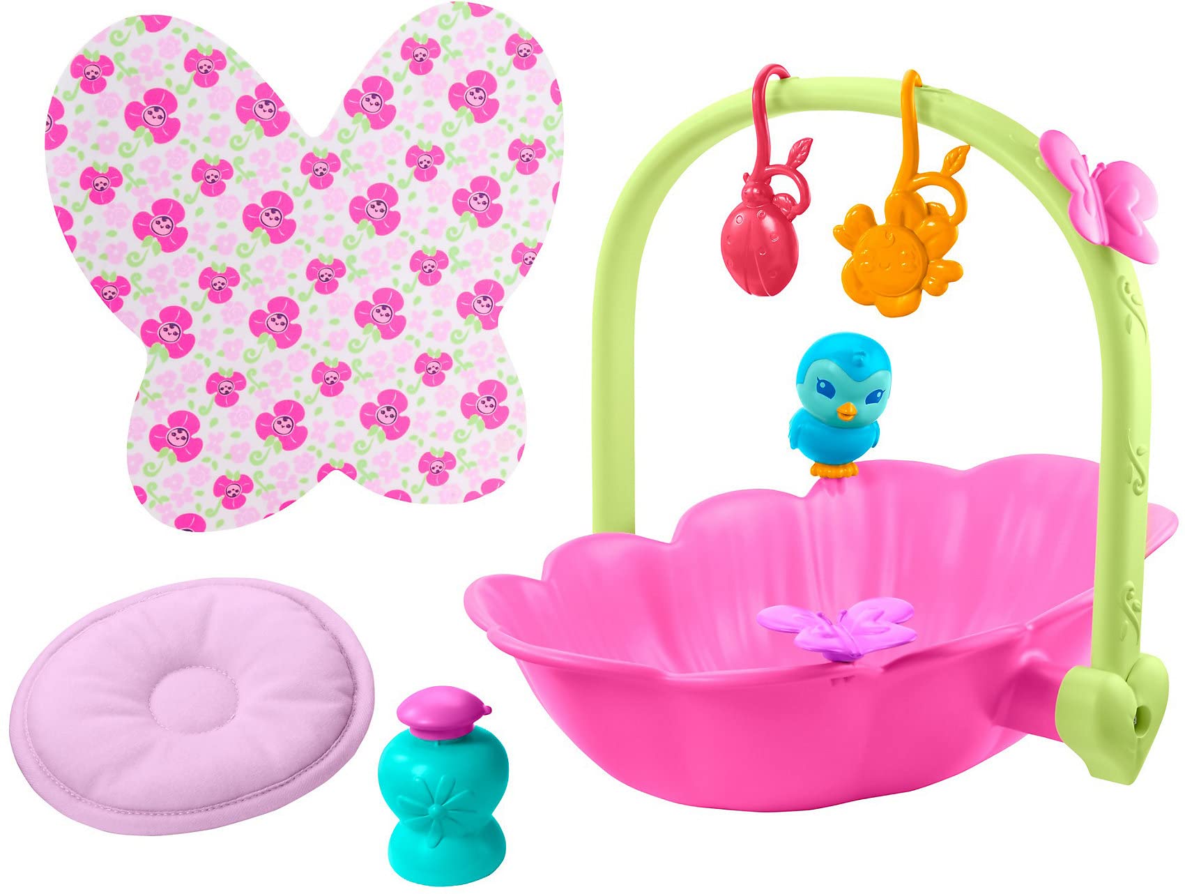 My Garden Baby HBH46 - 2-in-1 Badewanne & Bett Spielset (29,2 cm), mit Zubehörteilen wie Seife, Kissen, Mobiles und mehr, Kinderspielzeug ab 2 Jahren
