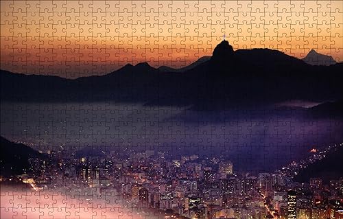 GUOHLOZ 1000 Teile-Legespiel, Geschicklichkeitsspiel für die ganze Familie, Erwachsenenpuzzle ab 6 Jahren, Puzzle Erwachsene Berge, Stadt, Rio de Janeiro, 75x50cm
