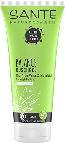 SANTE Naturkosmetik Balance Duschgel, Für gesunde Säure-Basen-Balance der Haut, Vegan, Mit Bio-Aloe & Mandelöl, 2x200ml Doppelpack