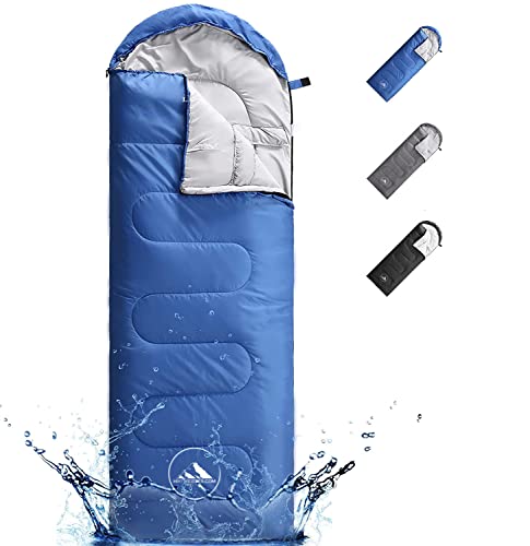Hikemeister® Mumien Schlafsack Deckenschlafsack mit Kopfteil 220x75 cm 950 g, Farbe:Blau