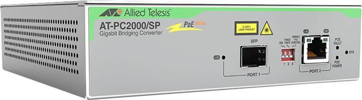 Allied Telesyn AT-PC2000/SP-960 | PoE Media Converter 100X/1000X-SFP to 10/100/1000T POE+