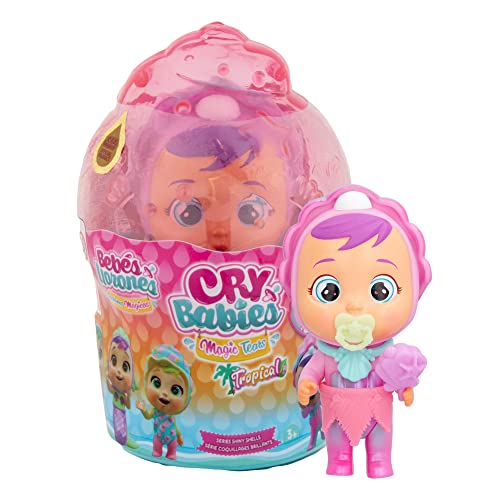 Cry Babies Magic Tears Tropische glänzende Muscheln Coraline | Sammlerstück, die schaumige Tränen weint, mit 8 Zubehörteilen – Spielzeug für Mädchen und Jungen + 3 Jahre