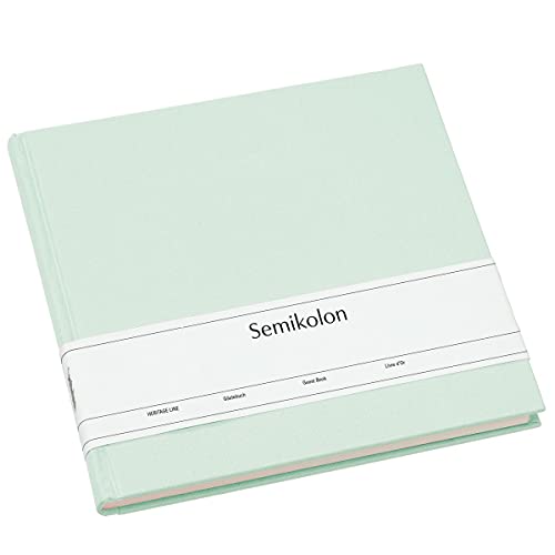 Semikolon 361780 Gästebuch – 25 x 23 cm – mit 180 blanko Seiten zum Selbstgestalten, Lesezeichen – moss pastell-grün
