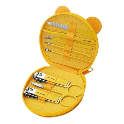 Nagelknipser Geschenkset 8-teiliges Maniküre-Set, Nagelknipser-Set, Maniküre-Set, professionelles Edelstahl-Nagelpflegeset, Pediküre-Pflegeset mit niedlichem Tier-PU-Etui (Color : Bear)