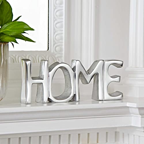 Hochrecyceltes Papierschild 'Home' aus Metall | 22 cm x 8 cm | Fair gehandelt & handgefertigt | New Home Decor Geschenk Kaminsims Metall Ornament