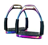 Extreme Rainbow Gloss Fillis Sicherheitssteigbügel, flexibel, biegsam, für Reiter, S/Stahl mit Trittflächen, 10,2 cm und 12,1 cm (4 Zoll)