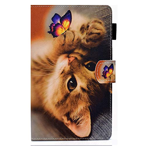 JIan Ying Hülle für Samsung Galaxy Tab A8 10.5 (2021) SM-X200 X205 Classic Léger Dünne Abdeckung Schmetterling Katze