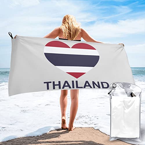 AOOEDM Love Thailand Strandtücher für Erwachsene, Badetuch, Pooltücher, Urlaubsreise, schnell trocknendes Handtuch, 31,5 x 63 Zoll