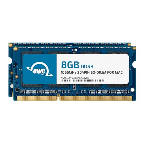 OWC 2 x 8 GB, PC8500, DDR3, 1066 MHz, DDR3, Notebook, 204-Pin SO-DIMM, 0 - 85 °C, 2 x 8 GB, Blau