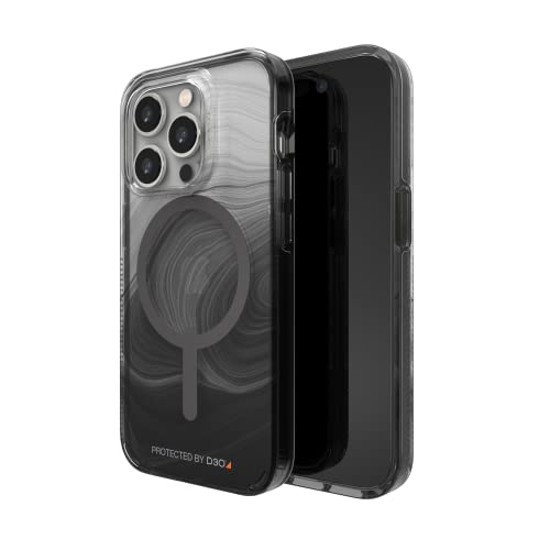 ZAGG Gear 4 Milan Snap D30 Schutzhülle Kompatibel mit iPhone 14 Pro, Schlank, Stoßfest, Kabelloses Laden, (Black Swirl)