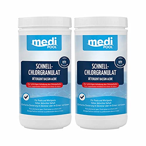 Medipool Schnell-Chlor Granulat 1 kg - Chlorgranulat Aktivchlor Poolreinigung Poolpflege, Mengen:2