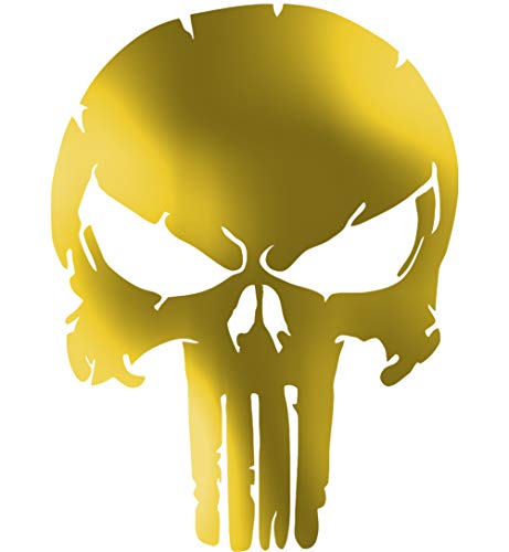 Punisher Wandtattoo Wandaufkleber Schädel Totenkopf Wandsticker Skull (XL 80cm(H) x 60cm(B), Gold)