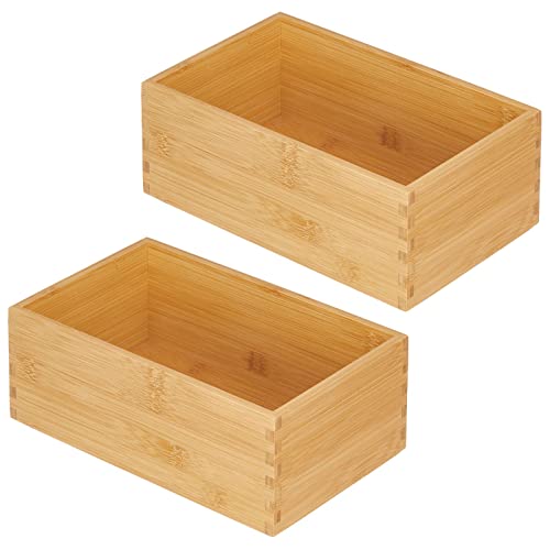 mDesign Bambusbox zur Küchenaufbewahrung – Schubladenbox aus Bambusholz – Aufbewahrungsbox für den Küchenschrank, die Schublade oder Vorratskammer – 2er-Set – naturfarben