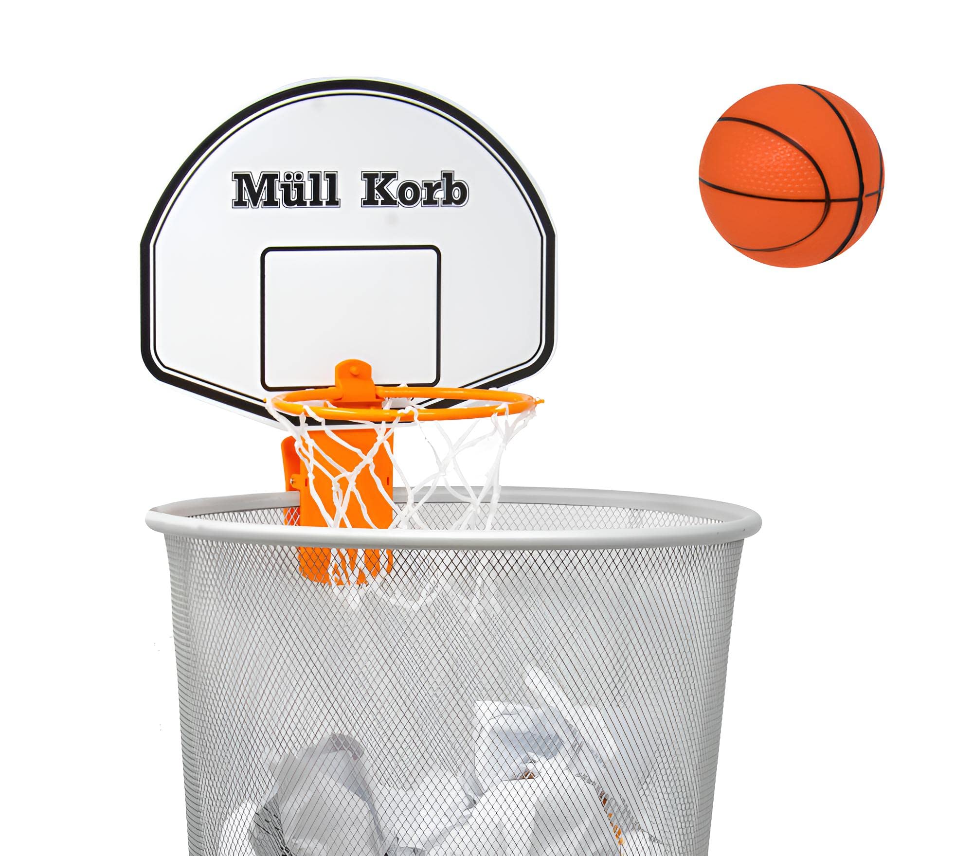 KrockaZone. Mini Basketballkorb für den Mülleimer Papierkorb mit kleinem Ball - Spaß fürs Zimmer, Tür, Büro, Zuhause, Kinder, Sport, Spielzeug