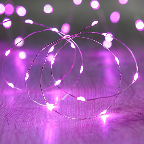 Lights4fun 10x 20er LED Draht Micro Lichterkette pink Batteriebetrieb