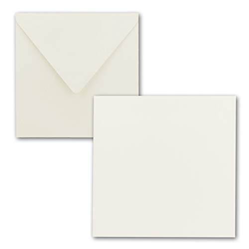 Quadratisches Einzelkarten-Set - 15 x 15 cm - mit Brief-Umschlägen - Naturweiss - 150 Stück - für Grußkarten & mehr - FarbenFroh by GUSTAV NEUSER