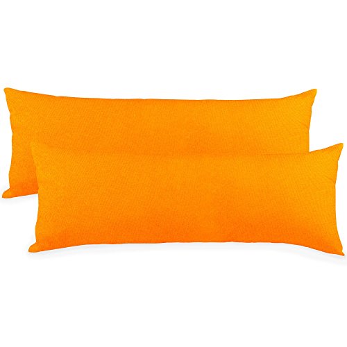 CelinaTex BeBasic Kissenbezug Doppelpack 40 x 120 cm orange Mikrofaser Seitenschläferkissen Bezug Jersey