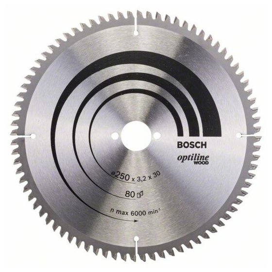 Bosch - Sägeblatt Optiline Wood für Kapp- und Gehrungssägen ø250 x 30 x 3,2mm, 80 Zähne