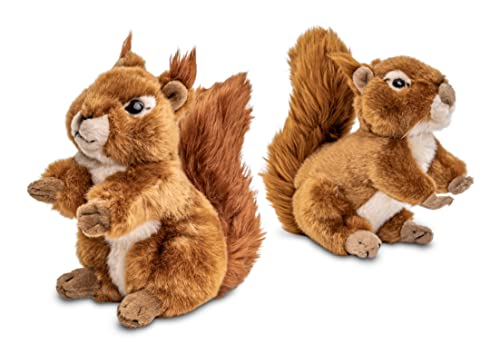 Uni-Toys - Eichhörnchen (2-teiliges Set) - stehend (Höhe 17 cm) + liegend (Länge 19 cm) - Plüsch-Hörnchen - Plüschtier, Kuscheltier