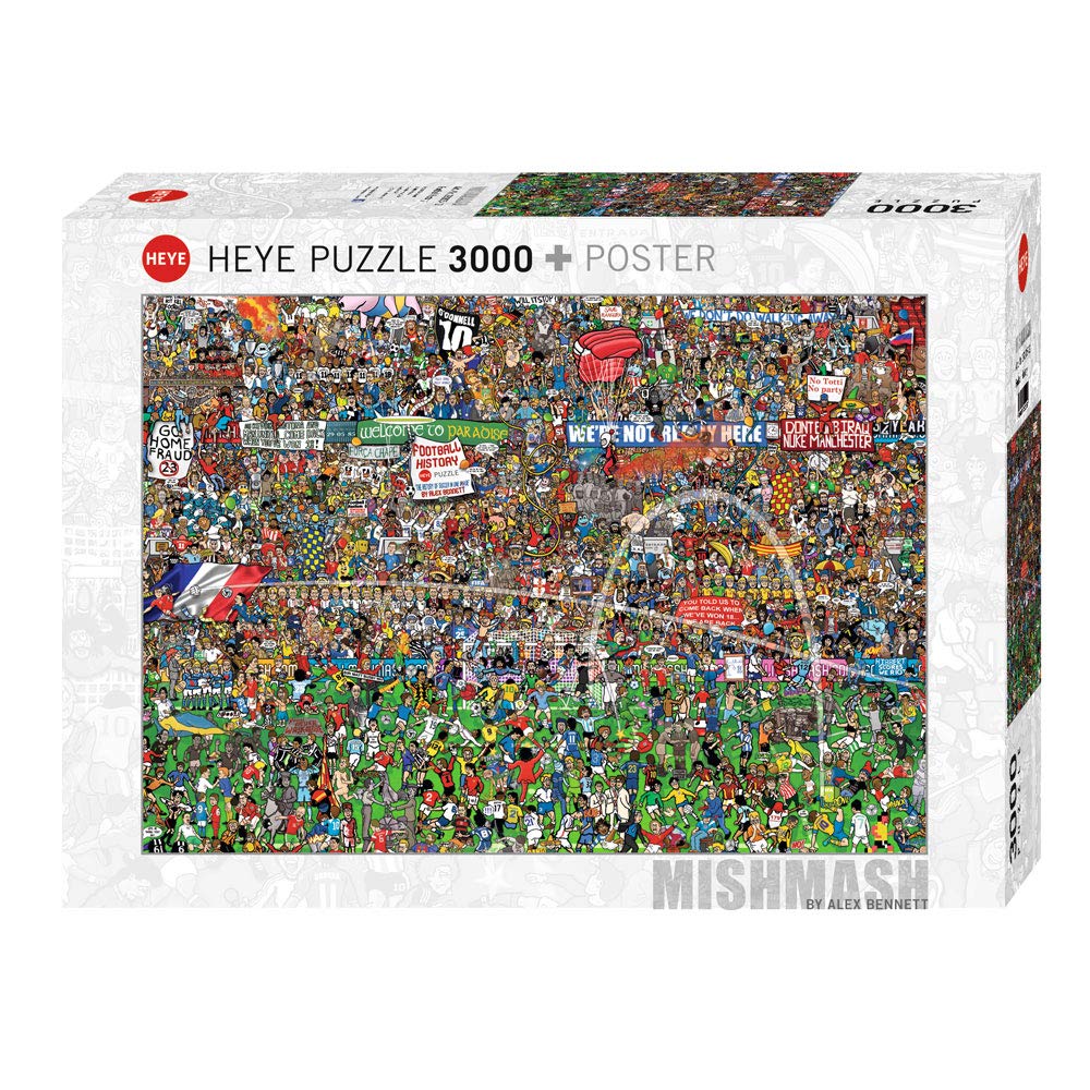 HEYE 29205 - Standardpuzzle Fussball History, Alex Bennett, 3000 Teile, Limitierte Auflage mit Golddruck