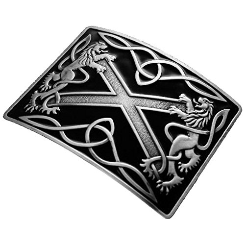 Glen Esk - Herren Gürtelschnalle für Kilt-Gürtel - traditioneller irischer oder schottischer Stil - Andreaskreuz in Antik-Emaille-Optik