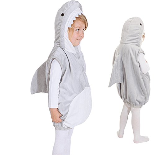 Amakando Haifisch Kostüm - 104, 3-4 Jahre - Haikostüm Oberteil Tierkostüm Kind Kinderkostüm Fisch Haifischkostüm Hai Weste Kinder