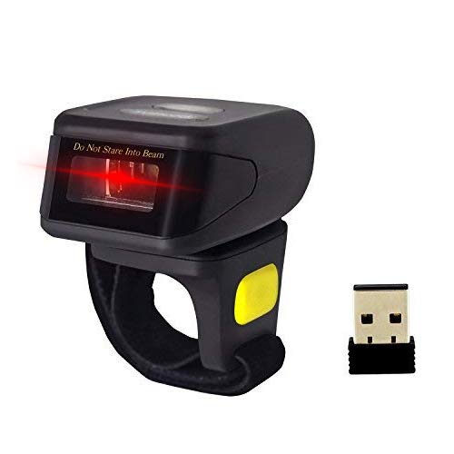 Alacrity Portable 1D Laser Bluetooth Barcode Scanner,Handheld Mini Wearable Ring Wireless Barcode Reader for Windows,Android,iOS,Mac