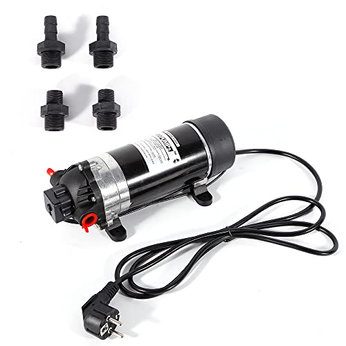 220V Druckpumpe Wasserpumpe, Membranwasserpumpe Selbstansaugende Hochdruckpumpe Membranpumpe Solarpumpe Druckerhöhungspumpe für Aquarium Teich Garten und Hydroponik System