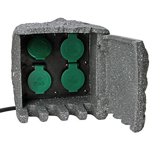 Kopp Gartensteckdose Energiestation,4xStd., 1,5m, Steinoptik, aus Poly-Harz, max. 3.680 Watt