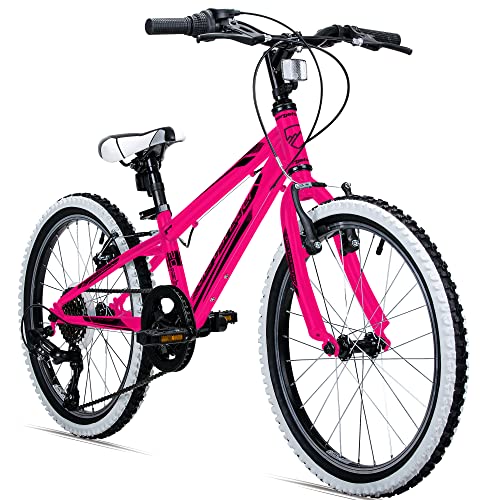 Bergsteiger Kansas 20, 24 Zoll Kinderfahrrad, geeignet für 6, 7, 8, 9, 10, 11 Jahre, Shimano 6 Gang-Schaltung, Mountainbike mit Weißwandbereifung, Jungen-Fahrrad, Mädchen-Fahrrad