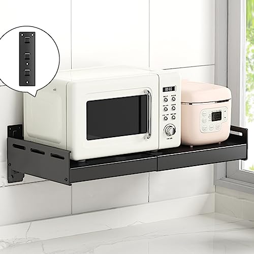 Küchen-Wandregal, verstellbares Mikrowellenregal, platzsparende Küchenaufbewahrung, X33 cm/Schwarz/(50–65) x 39 cm