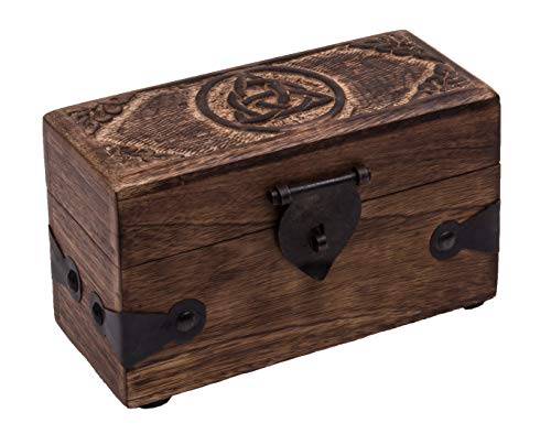 Schatztruhe „Keltic Mini“, Geschenkbox aus Massivholz, mit geschnitztem keltischen Knoten 17x7,5x10cm