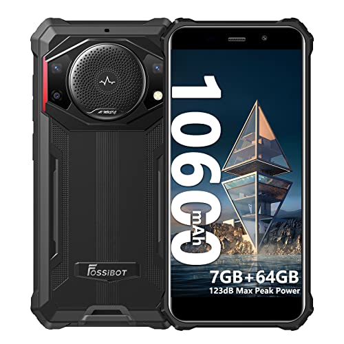 FOSSIBOT F101 (2023) Android 12 Outdoor Handy Ohne Vertrag Günstige, 123dB Lautsprecher 4GB/64GB/128GB Erweiterbar 5,45 Zoll HD+ Display 10600mAh 24MP+5MP+0.3MP Dual SIM 4G Outdoor Smartphon Rot