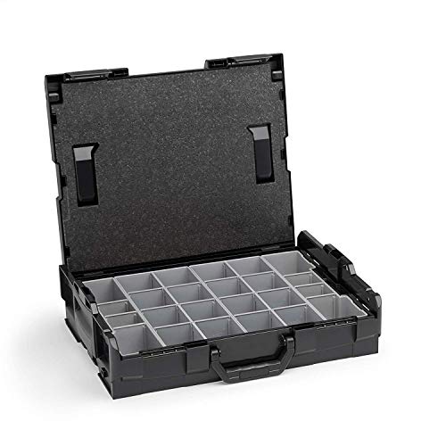 L-BOXX System von Bosch Sortimo | blackline schwarz L Boxx 102 mit Einsatz K3 | Werkzeugkoffer Verschlüsse anthrazit