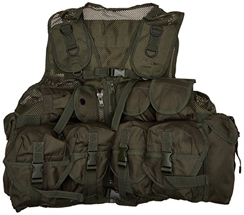 Army Military Combat Tactical Assault Vest 9 Pockets Airsoft Webbing Olive Green