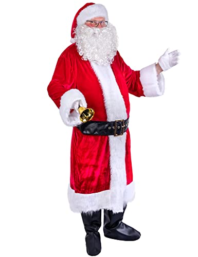 Funny Fashion Nikolaus Weihnachtsmann Kostüm Set mit Mantel Mütze und Bart | Santa Weihnachten