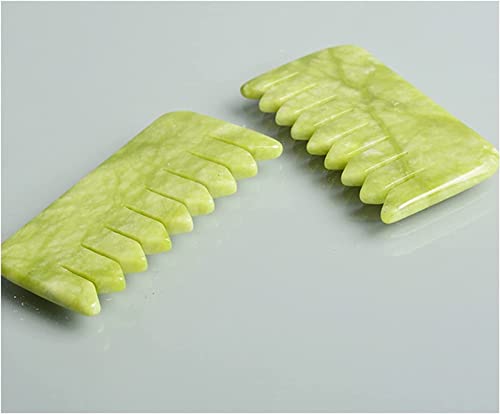 Gua Sha Scraper Board Natural Jade Stone Comb Gouache Scraper Guasha Jade Massagebast (Color : Green 2pcs)