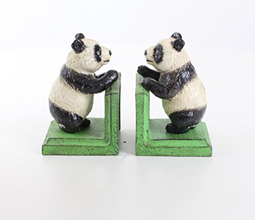 Deko Buchstütze Buchenden 2er Set Panda Gusseisen 13,2 cm