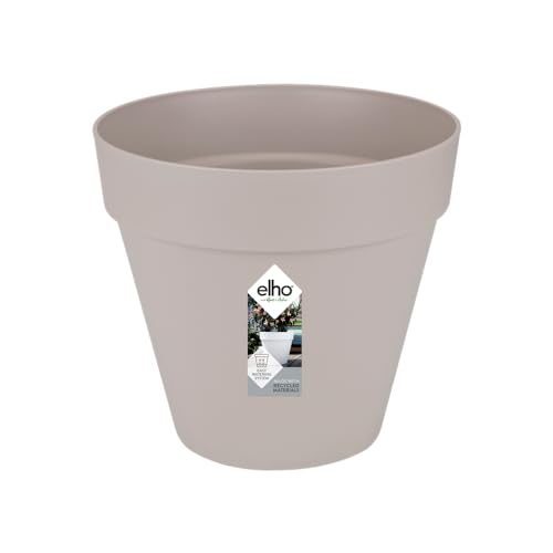 elho Loft Urban Rund 25 - Blumentopf für Außen - 100% recyceltem Plastik - Ø 24.5 x H 22.0 cm - Grau/Warmes Grau