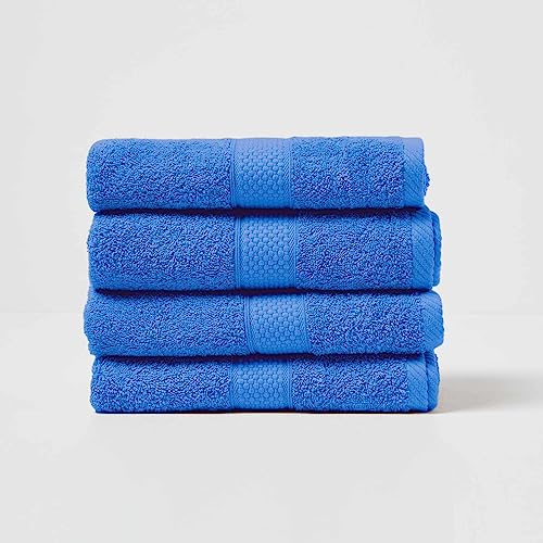 Homescapes 4er Set Flauschiges Premium Frottee Handtuch ca. 50 x 90 cm aus 100% Türkischer Baumwolle, Blau
