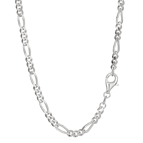 NKlaus 50 cm Figarokette 925 Silber 3+1 Glieder 3 mm breites Halskette Silberkette 14308