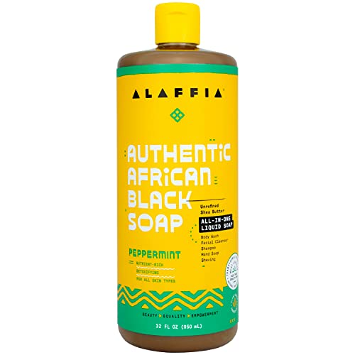 Alaffia - Authentische afrikanische schwarze Seife mit Messe-Handel Schibaum-Butterpfefferminz - 32 Unze.