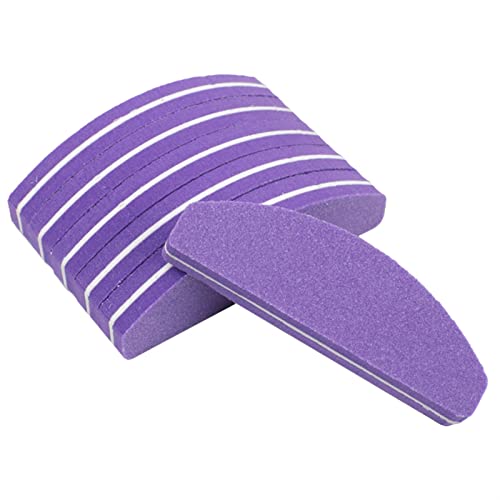 RHAIYAN 100 stücke Schwamm Mini Nageldateien Bunte Nagelpuffer 100/180 Half Moon Sandpapier Polierer Gel Polierdateien Nail art Werkzeuge Specific (Color : Purple)
