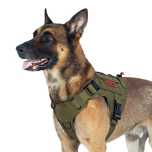 OneTigris Taktische Hundeweste Service Hundegeschirr MOLLE Hundeausbildung Geschirr 1000D Nylon (L, Ranger Grün)