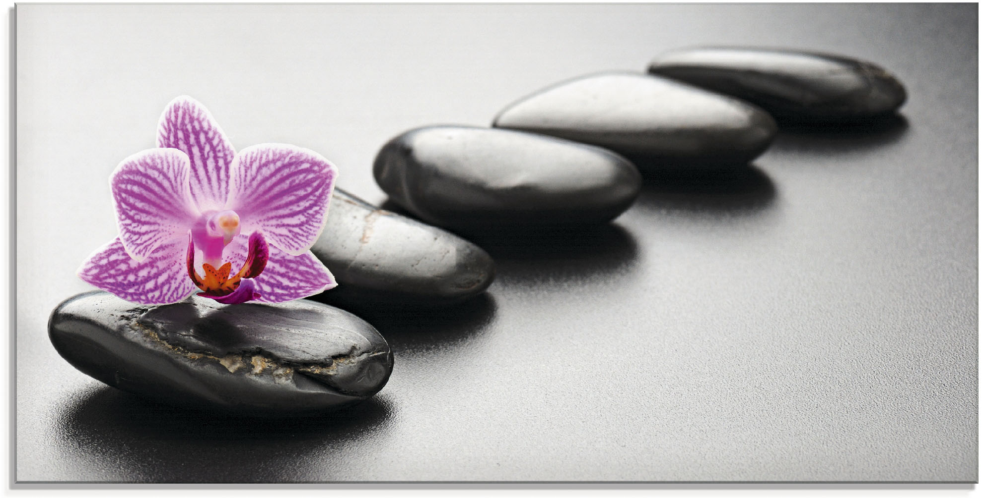 Artland Glasbild "Spa-Konzept mit Zen Steinen und Orchidee", Zen, (1 St.)