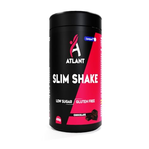 Atlant Slim Shake Mahlzeitersatz zur Gewichtsabnahme, Leckerer Diät-Shake mit wichtigen Vitaminen und Nährstoffen, nur 178 kcal pro Portion, Glutenfei – LOW SUGAR (Schokolade, 450 g)